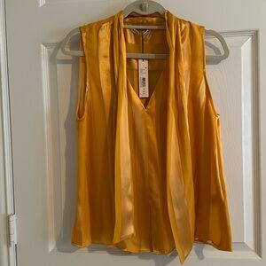 NWT Alice and Olivia two tone striped honey sleeveless top with neck tie.